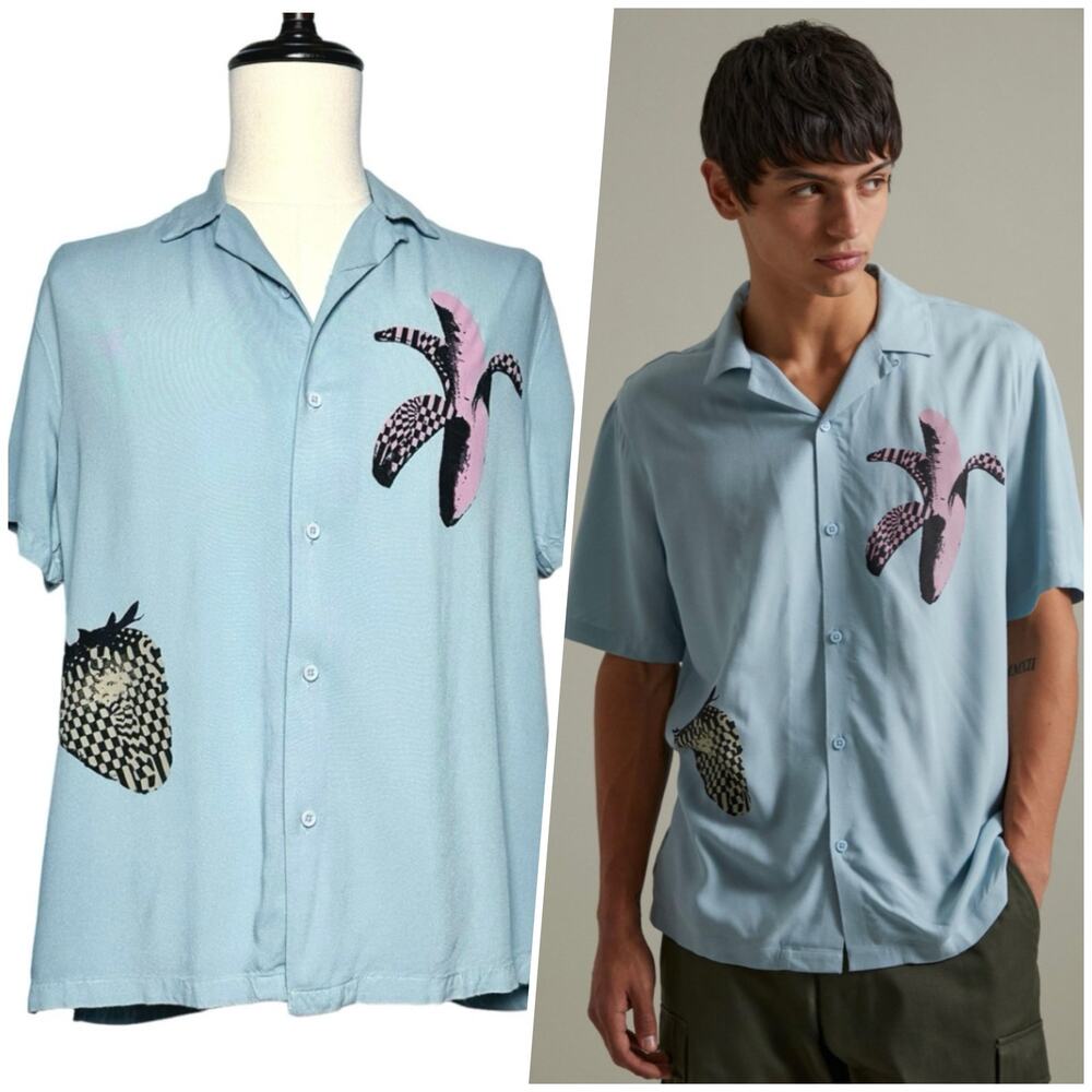 Urban Outfitters | Men | Pop Art Graphic Camp Collar Button Up Shirt | Small